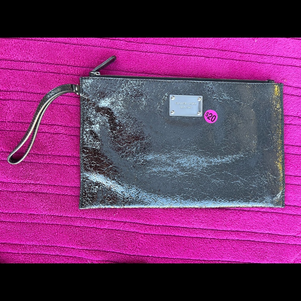 Michael Kors Metallic Silver Wristlet